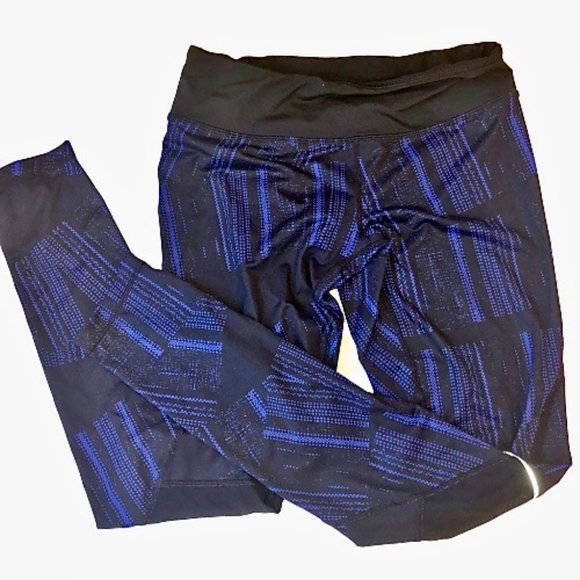 Zella Leggings Mesh Portion Reflective Stripes Pocket Cool Print - Picture 5 of 10